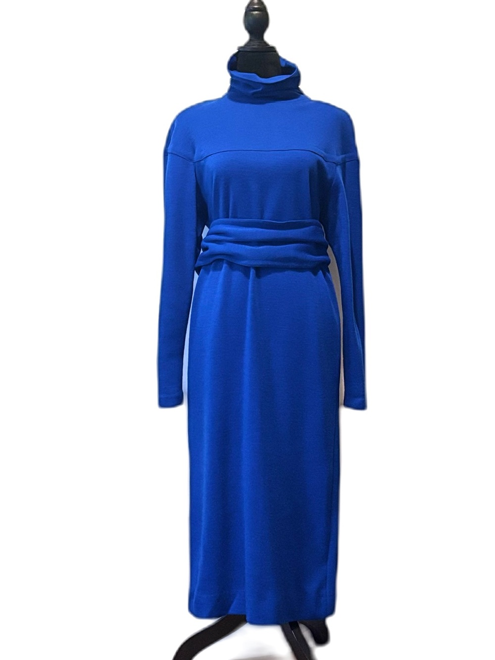 NWOT Vintage Guy Laroche Sportswear Blue Long Sleeve Turtleneck Dress Sz US12